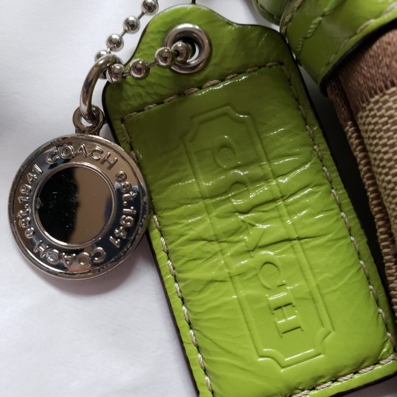 Coach Signature Stripe Lime Green Bag - Picture 5 of 8